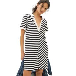 ANTHROPOLOGIE MAEVE Women’s Striped Polo Mini Dress Black/White Medium
